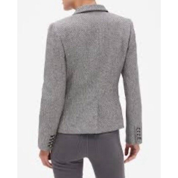 Banana Republic GEO Tweed Academy Blazer Gray White Lined Size 6 Wool Blend - Picture 2 of 15
